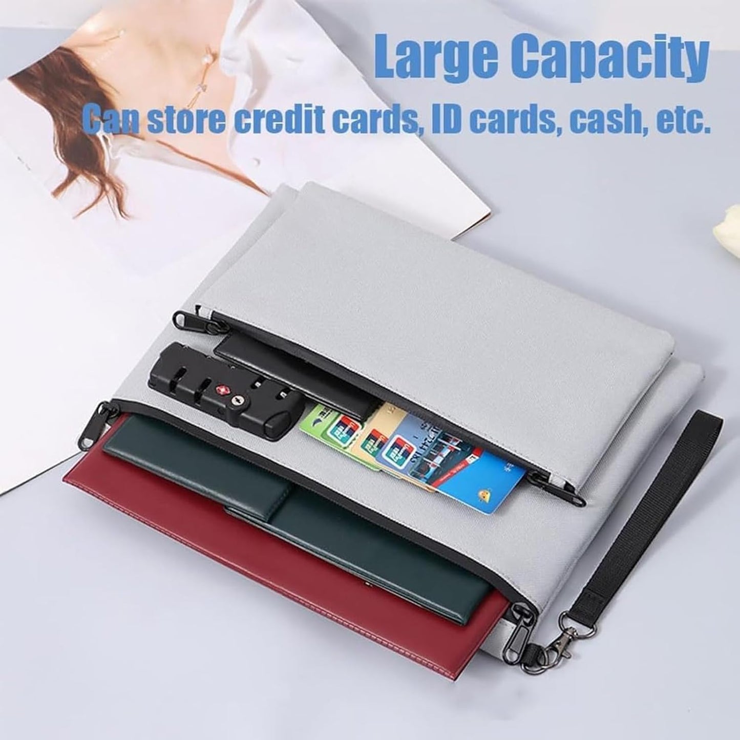Double Layer Money Bag With Lock - Accessories Pouch