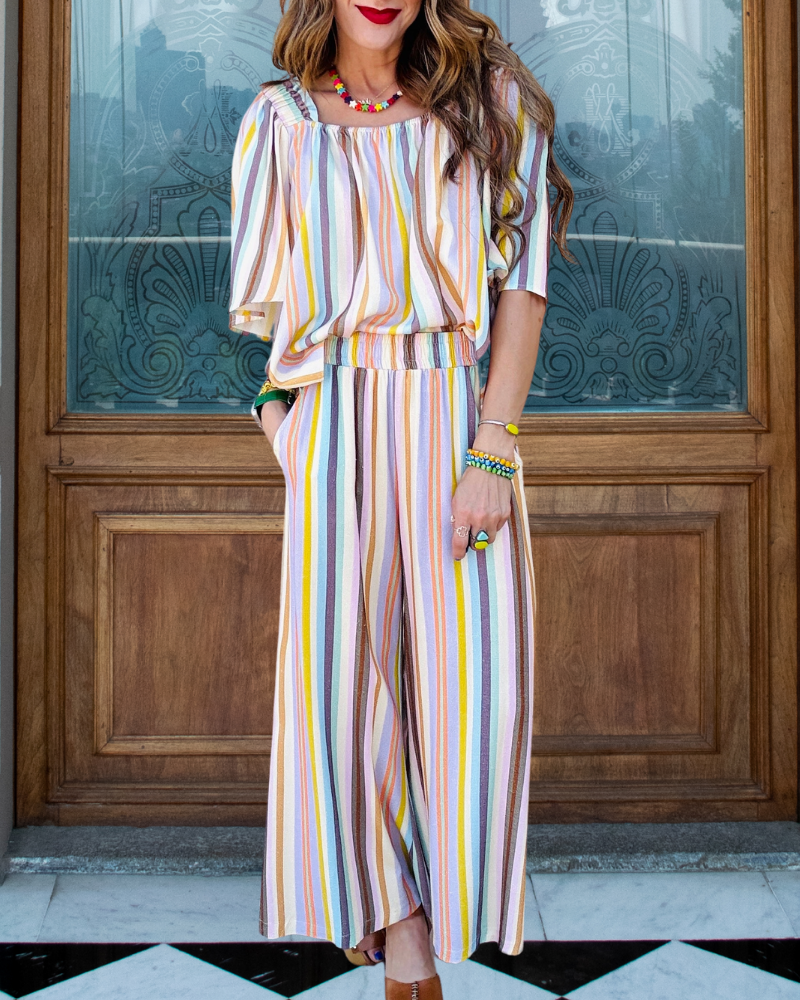 Fashion Colorful Striped Jumpsuit