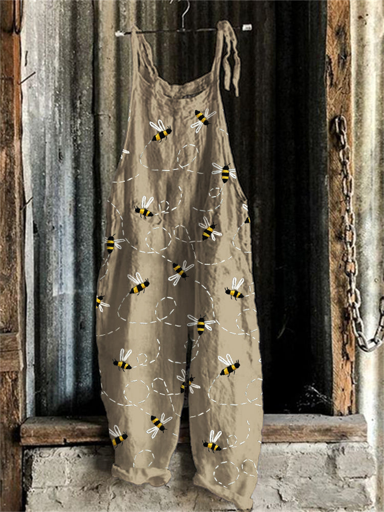 Flying Bees Pattern Casual Jumpsuit