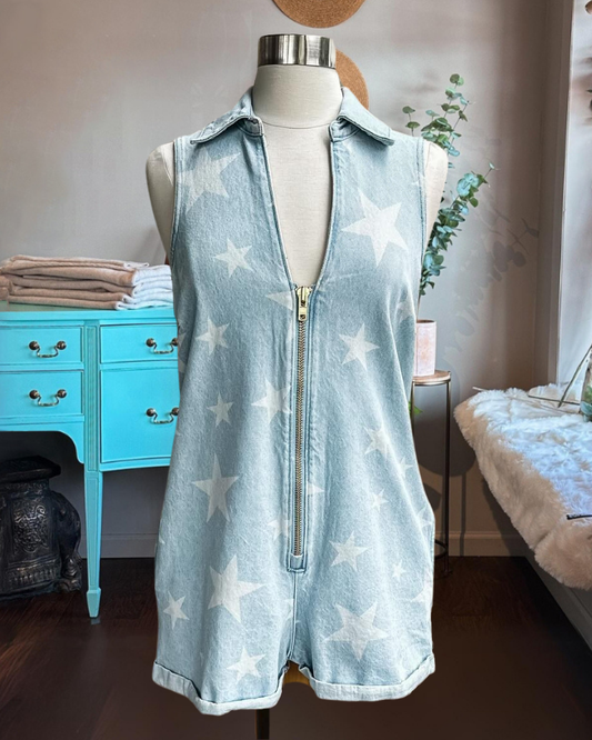 Star Zipper Sleeveless Jumpsuit