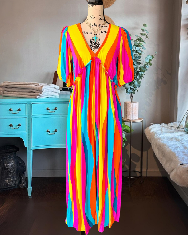 Colorful Striped Wide Leg Jumpsuit