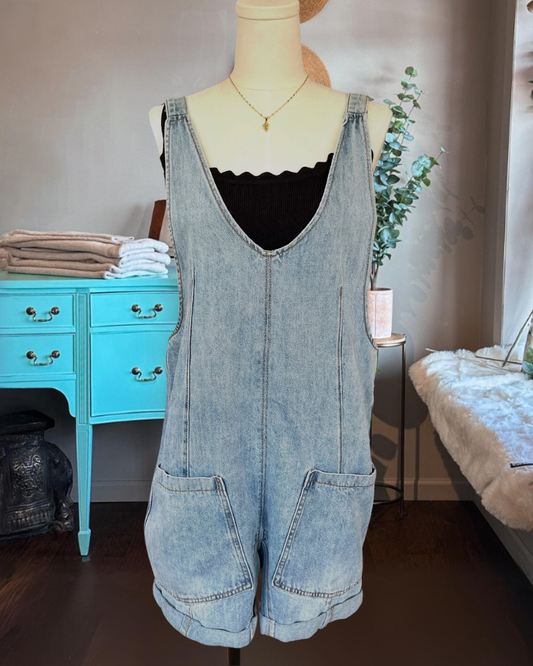 Vintage Denim Overalls Jumpsuit