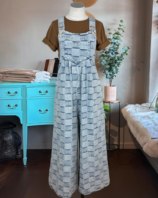 Vintage Check Denim Overalls