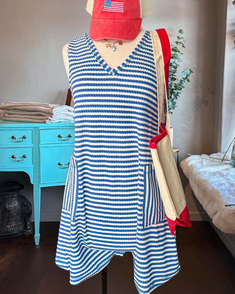 Striped Knitted Sleeveless Jumpsuit