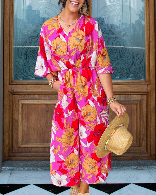 Blooming Floral Satin Jumpsuit