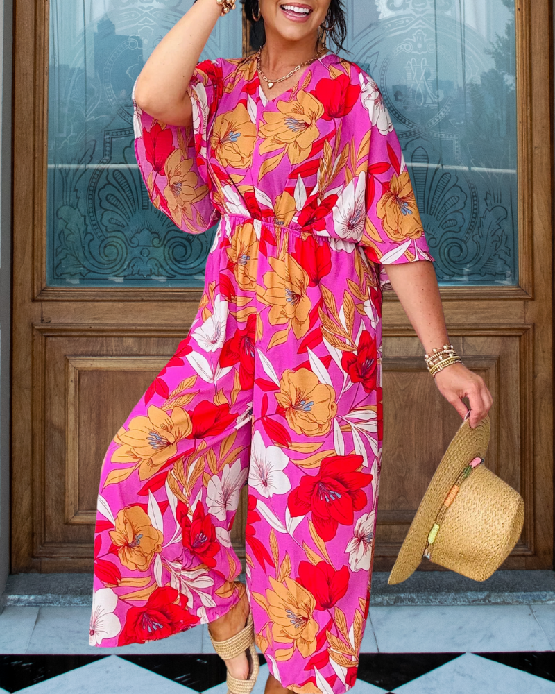 Blooming Floral Satin Jumpsuit