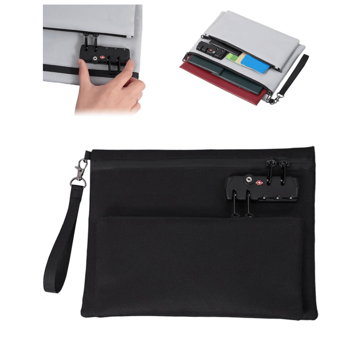 Double Layer Money Bag With Lock - Accessories Pouch