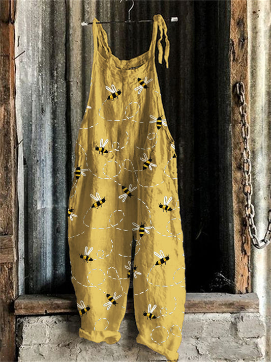 Flying Bees Pattern Casual Jumpsuit