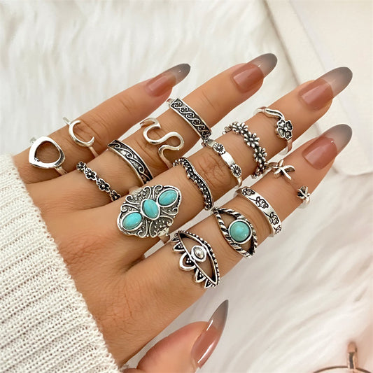 Dashingsoul Trendy Floral Eye Ring Set
