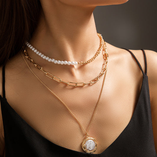 Dashingsoul Fashion Pearl Three Layer Necklace