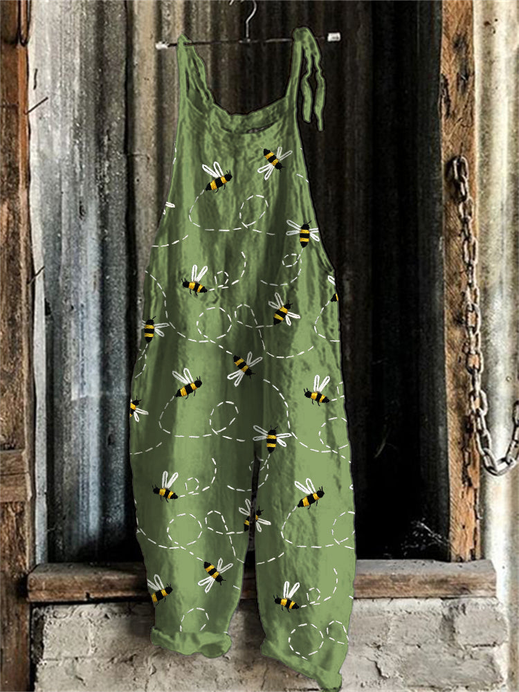 Flying Bees Pattern Casual Jumpsuit