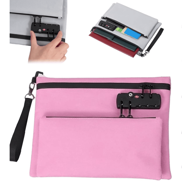 Double Layer Money Bag With Lock - Accessories Pouch